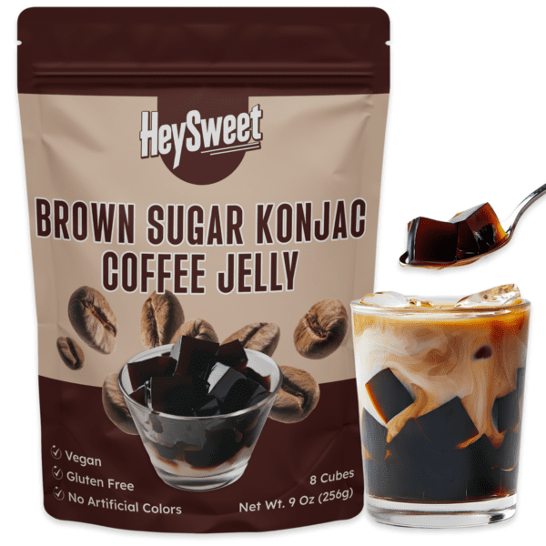 Brown Sugar Konjac COFFEE JELLY – Vegan, Gluten-Free, Dye-Free, Halal | Shelf-Stable 8-Cube Pack (Makes 40oz+) | Perfect for Drinks & Desserts