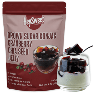 Brown Sugar Konjac CRANBERRY CHIA SEED JELLY – Vegan, Gluten-Free, Dye-Free, Halal | Shelf-Stable 8-Cube Pack (Makes 40oz+) | Perfect for Drinks & Desserts