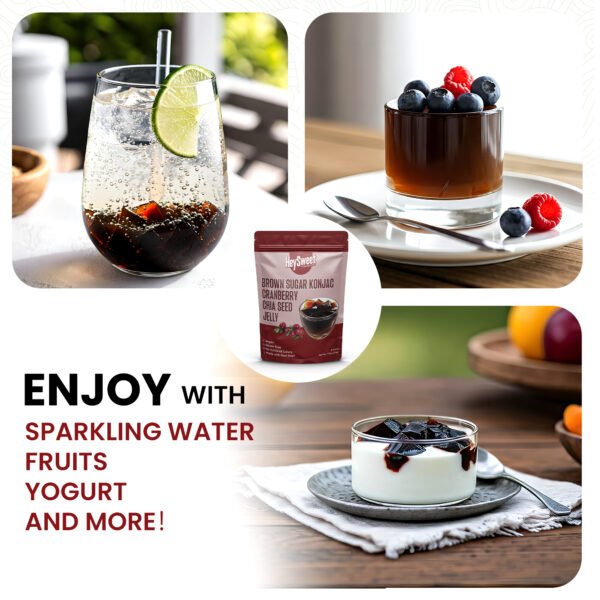 Brown Sugar Konjac CRANBERRY CHIA SEED JELLY – Vegan, Gluten-Free, Dye-Free, Halal | Shelf-Stable 8-Cube Pack (Makes 40oz+) | Perfect for Drinks & Desserts - Image 4